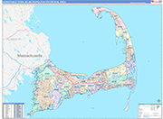 Barnstable Town Metro Area Wall Map Color Cast Style